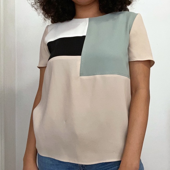 Zara Tops - Muted Colour Block T-shirt Blouse